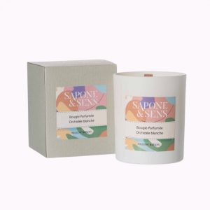 SAPONE - & - SENS - BOUGIE - PARFUMÉE - ORCHIDEE - BLANCHE - BP180ORCH - LYSOR - LIANE - GROSSISTE - ESTHETIQUE